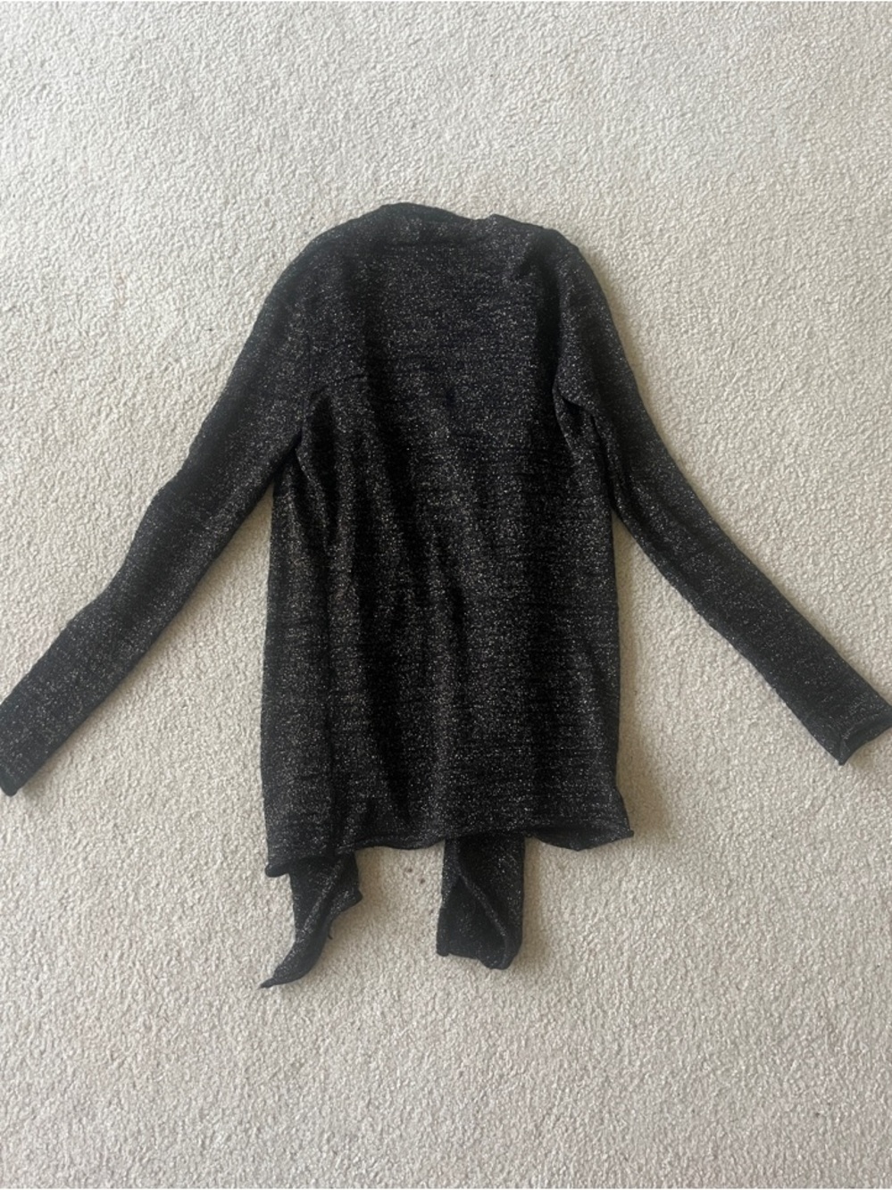 Express Black Sparkle Draped Open-Front Cardigan - Picture 4 of 5